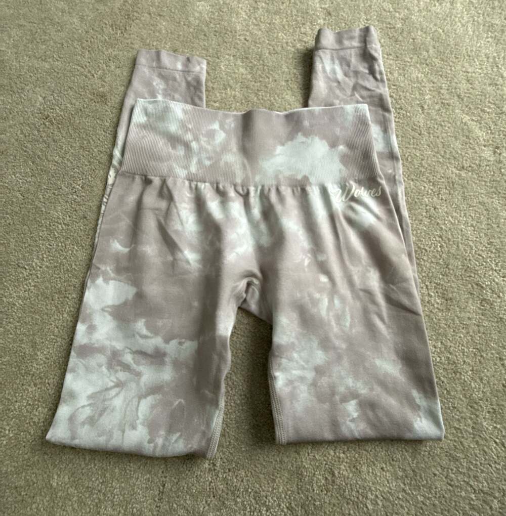 SHE Wolves Neutral Tie-Dye Seamless Ribbed Leggings S
